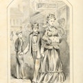 Man reaches into a lady's pocket on a city street.