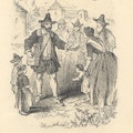 A Colporteur hands a book to a woman with a child