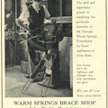 A advertisement showing a man working on braces in his shop.