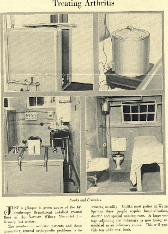 Four photographs of equipment used in the treatment of arthritis.