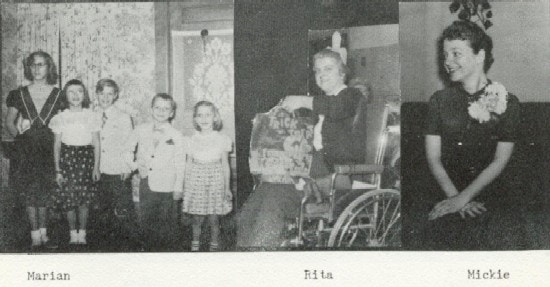 Three photographs of people, one with several children.