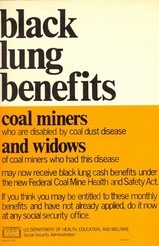 Text poster about how to get black lung benefits.