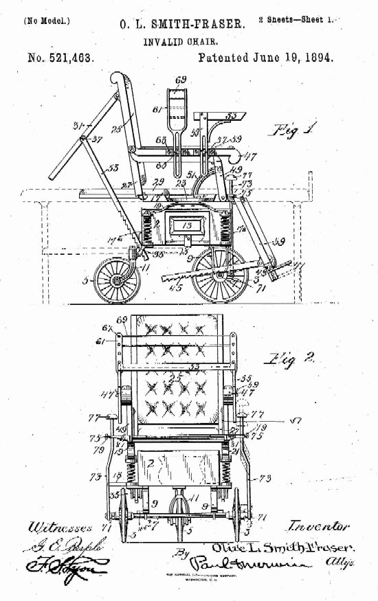 Design drawing for O.L. Smith-Fraser Invalid Chair