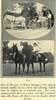 Two photographs -- one of a white horse pulling a wagon, the other of two young men on horseback.