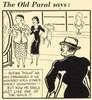A man on crutches enters a store where corsets are sold.