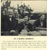 Franklin Roosevelt sits in a car with his wife and his daughter.