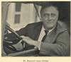 Franklin Roosevelt looks out from a car.