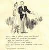 A drawing of a bride in leg braces standing next to a groom.
