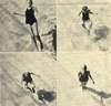 Four photographs of a boy swimming.