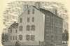 An engraving of a three-story house.