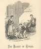 Women and children surround a basket of apples.