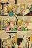 Comic book panels.  Three sets of couples converse.