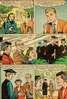 Comic book panels of a young man speaking with his family at a high school graduation.