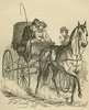 A weeping young man and a young woman in a horse-drawn buggy.