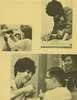 Three photographs showing Girl Scouts, a teacher, and a dentist, all with children.