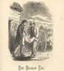 Two men carry a boy from wagon to house.