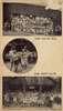 Postcard includes three photographs: top-- group photo of campers at Camp Easter Seal; center-- counselors help campers with artificial legs practice archery; bottom-- group photo of campers at Camp Daddy Allen waving their arms