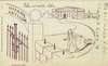 Drawing of a man pulling a wagon away path from a large institutional building.
