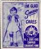 Stamp showing a young girl, using a leg brace and crutches, standing next to a fence holding a pile of books.