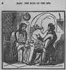 Two men sit by a fire at the inn.