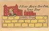 A cartoon of  man looking over the wall of an insane asylum.