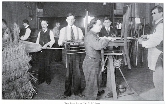 Eight workers at the Fall River broom workshop