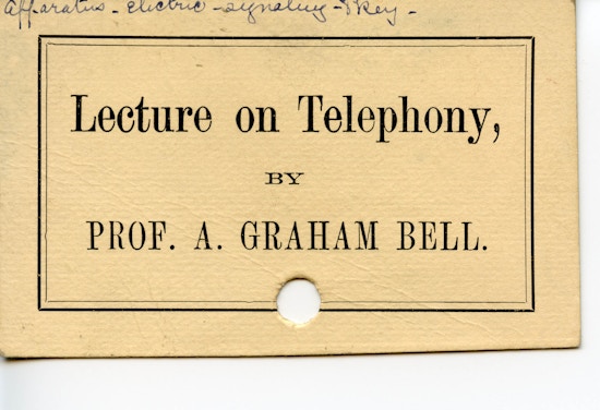 Card announcing "Lecture on Telephony".