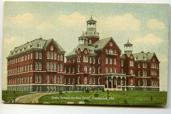 State School for the Deaf, Frederick, Maryland. A large ornate building.