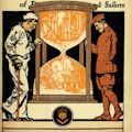 Cover of Carry On.  Sailor with cane and soldier hold large hour glass with factory and home inside.