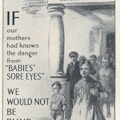 Poster with drawing of several children leaving a school for the blind.
