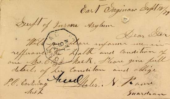 Handwritten Text - dated East Saginaw, Sept. 15, 1879