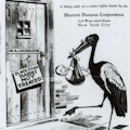 The Black Stork delivers a crying baby to Dr. Haiselden's door.  A sign on the door reads Black Stork Babies Not Treated