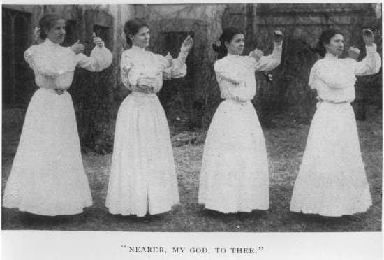 Four women sign "Nearer My God to Thee."
