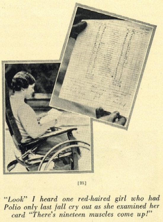 A young woman in a wheelchair looks at a paper with a list on it.