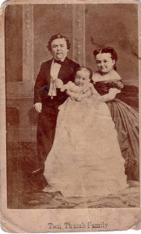 Charles Stratton and Lavinia Warren with a baby.