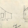 Architectural drawing of Top Cottage, front and side views.