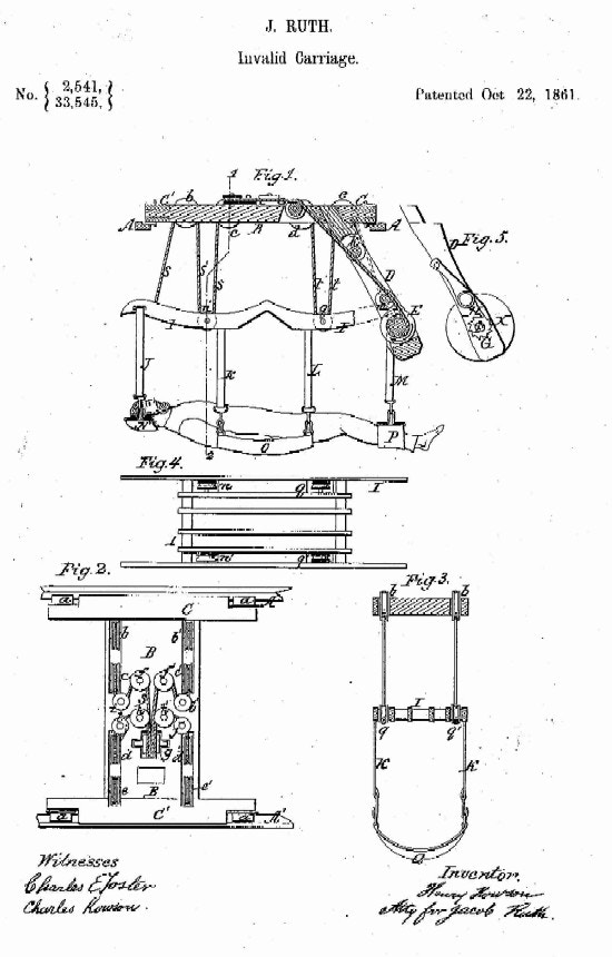 Design drawing of J. Ruth Invalid Carriage.
