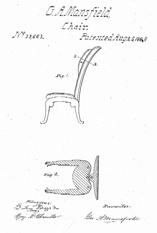 Design drawing of G.A. Mansfield chair.