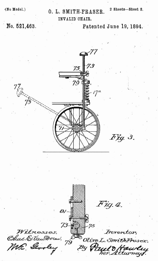 Design drawing for O.L. Smith-Fraser Invalid Chair, sheet 2.