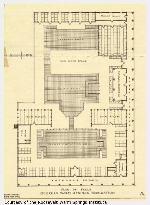 An architectural drawing of the pools at Warm Springs.