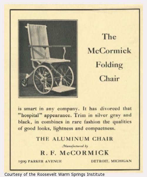A advertisment for a folding wheelchair.