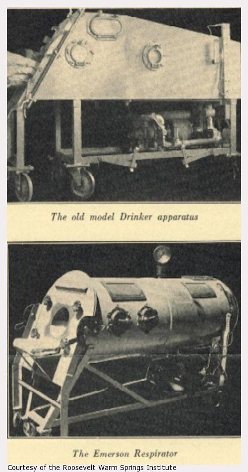 Two models of iron lungs.