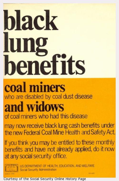 Text poster about how to get black lung benefits.