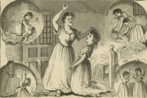 A series of images of a woman abusing a feamale patient.