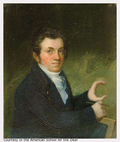 Painting of Clerc in dark coat and white shirt with left hand in the shape of the letter c