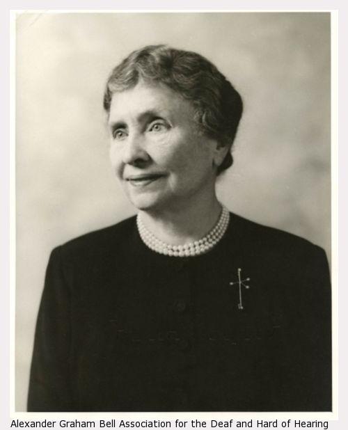 Helen Keller in later years, facing left.