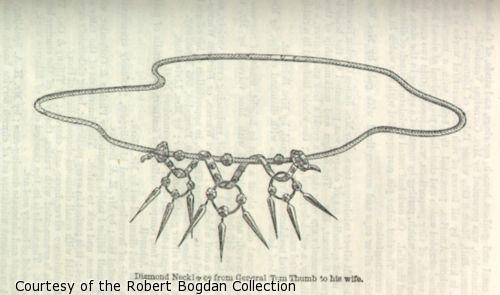 Illustration of diamond necklace that Gen. Tom Thumb gave to his wife.
