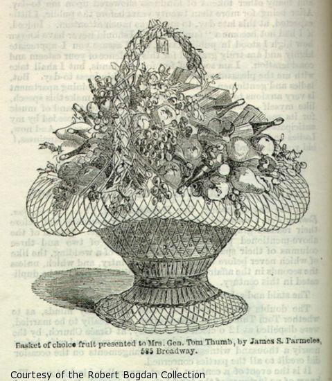 An illustration of a fruit basket received as a wedding gift.